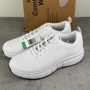 Kirkland Signature Men's Size 9.5 Comfort Walker Sneakers, White, New In Box
